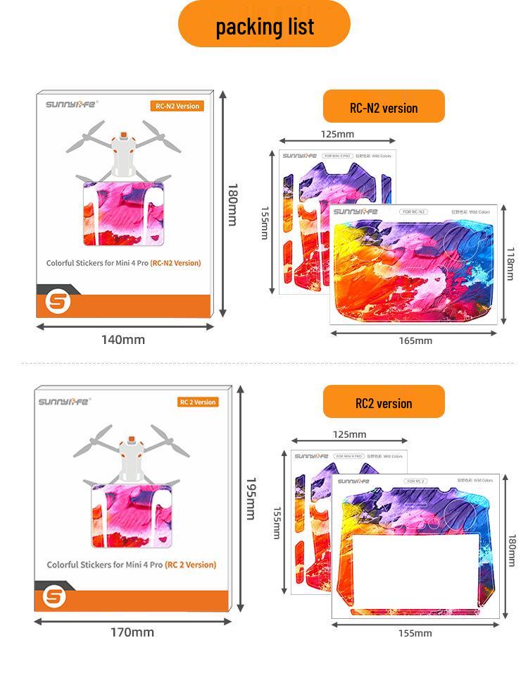 Sunnylife Mini 4 Pro Arm & Body Protective Stickers for RC 2 Controller