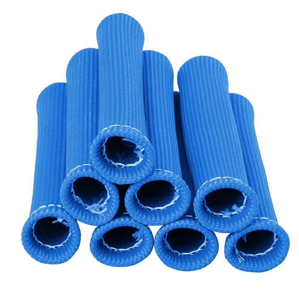 8Pcs Sleeve Protector Glass Fiber Heat Shield Sleeve 1000 F Degree Spark Plug Wire Protector High Temperature Auto Parts