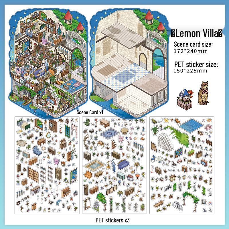 

PaperMore PET+White Card XL Scenery Stickers (2.5D, 4 Sheets) - Little Corner Series 9