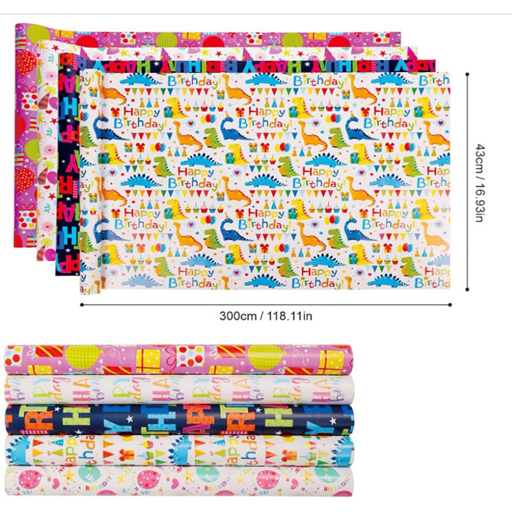 43x00cm Gift Wrapping Paper Colorful Happy Birthday Balloon Dinosaur Gift Packaging Wedding Birthday Party DIY Craft Paper