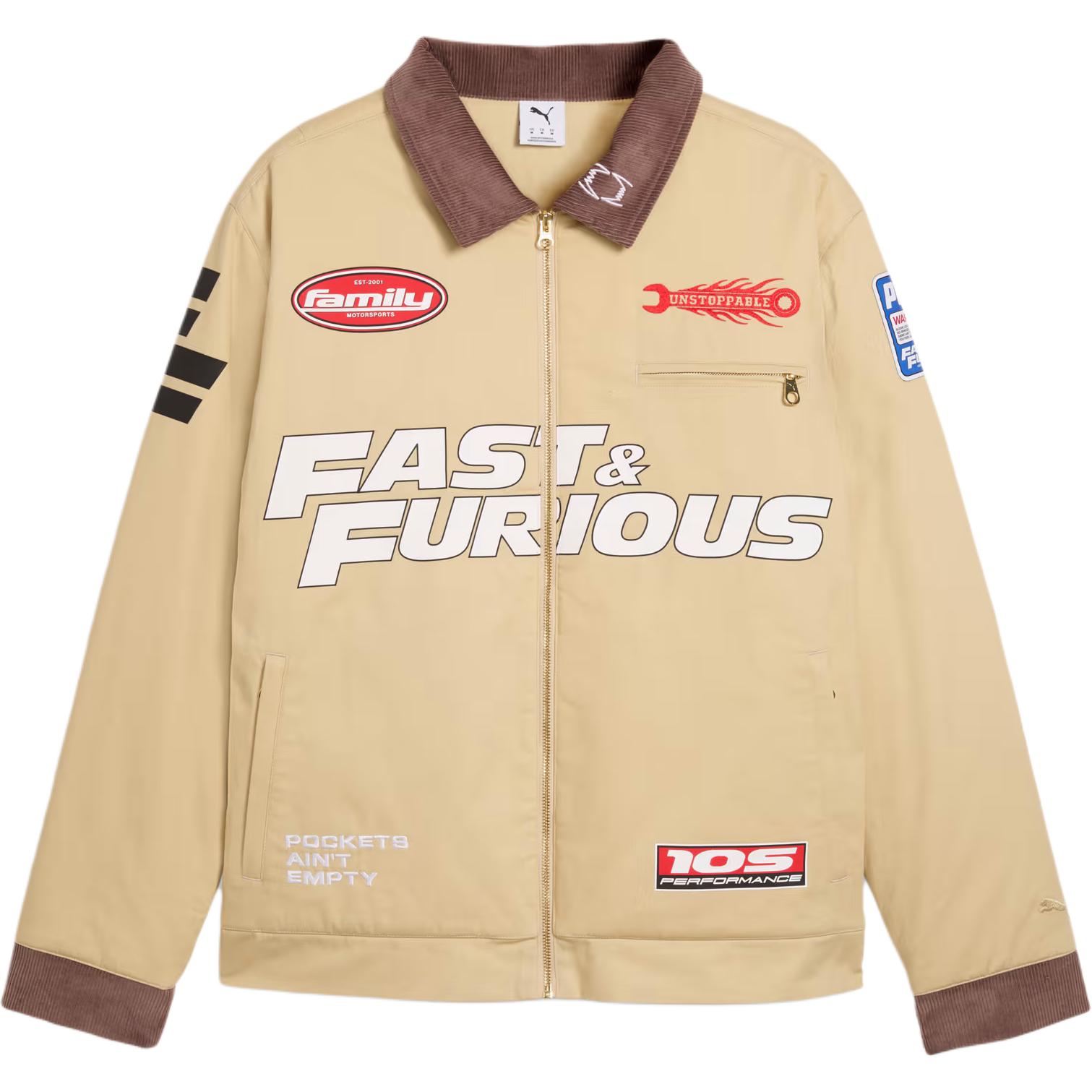 Puma × Fast And Furious Collaboration Loose Fit Zip Long Sleeve Cotton Jacket Men jackets 637905-01 XS