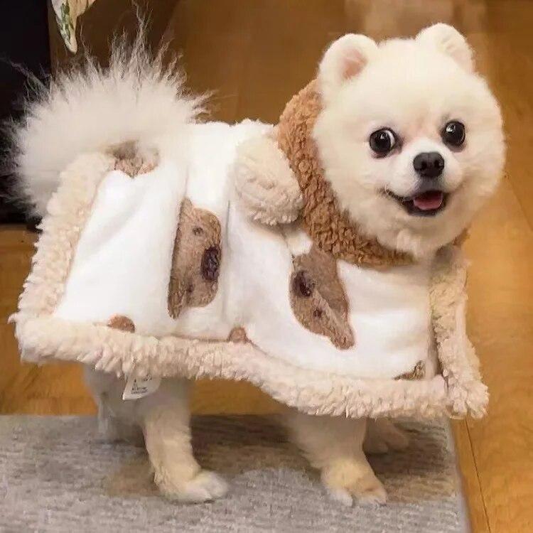

Welpen Warme Pet Mantel Bär Cape Теплое одеяло Hund Pet Decke Cape Cape Decke Schnauzer Corgi Cat Mantel Designer Hund kleidung Geschenk
