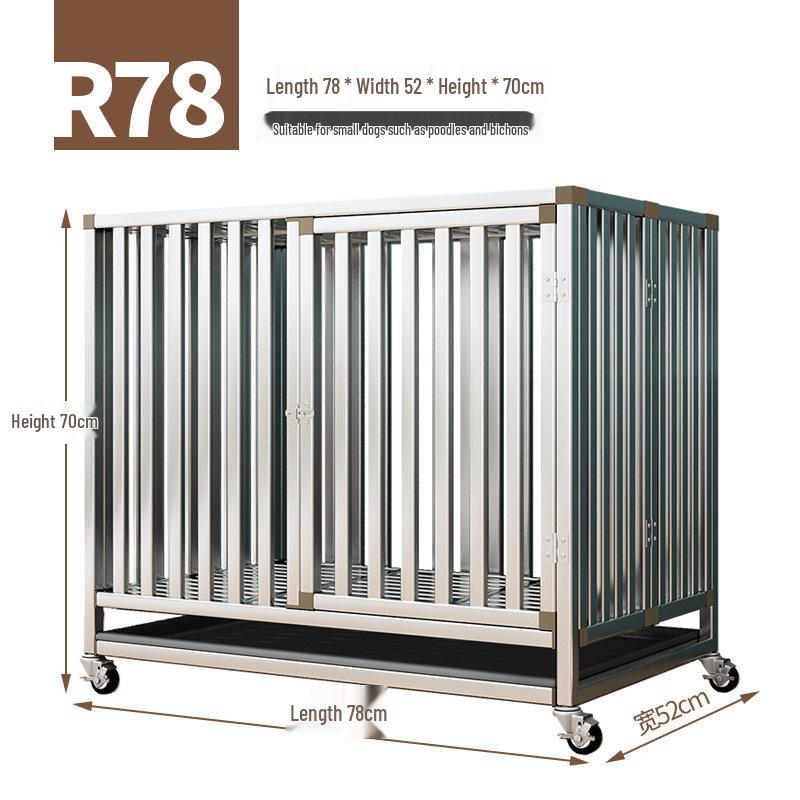 Foldable Stainless Steel Dog Cage with Toilet for Large, Medium, Small Dogs - Indoor Home Pet Kennel for Golden Retrievers & Teddies