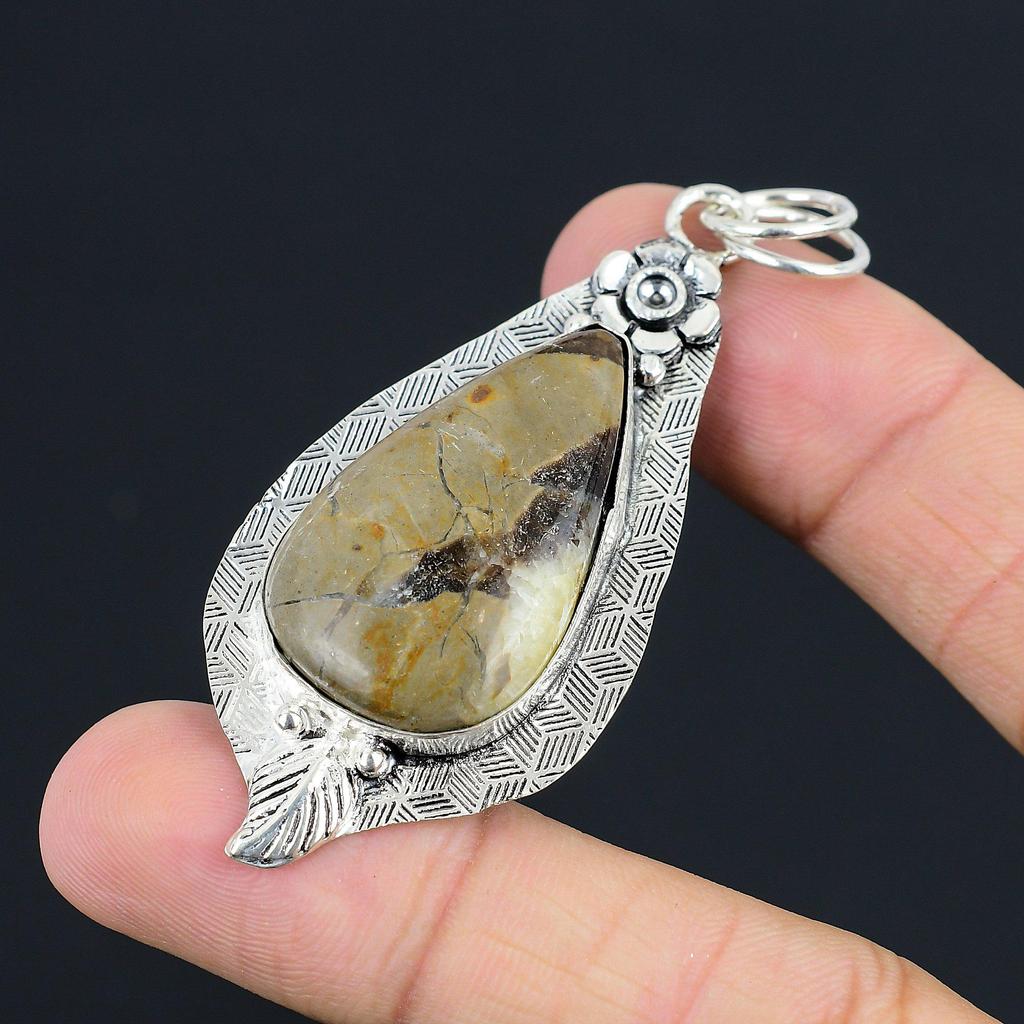 Friendship Day Sale 925 Silver Septarian Gemstone Flower Trendy Pendant Jewelry