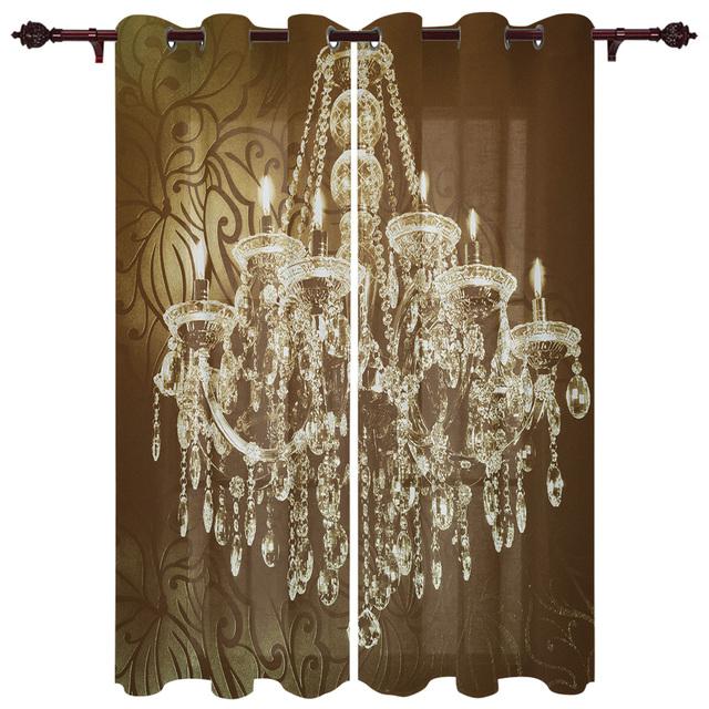 Black And White Chandelier Curtains for Bedroom Kids Room Living Room Window Curtain Luxury Curtains for Kitchen