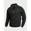 Men S Zip Stand Collar Fleece Sweatshirt Loose Solid Color Outdoor Casual Jacket