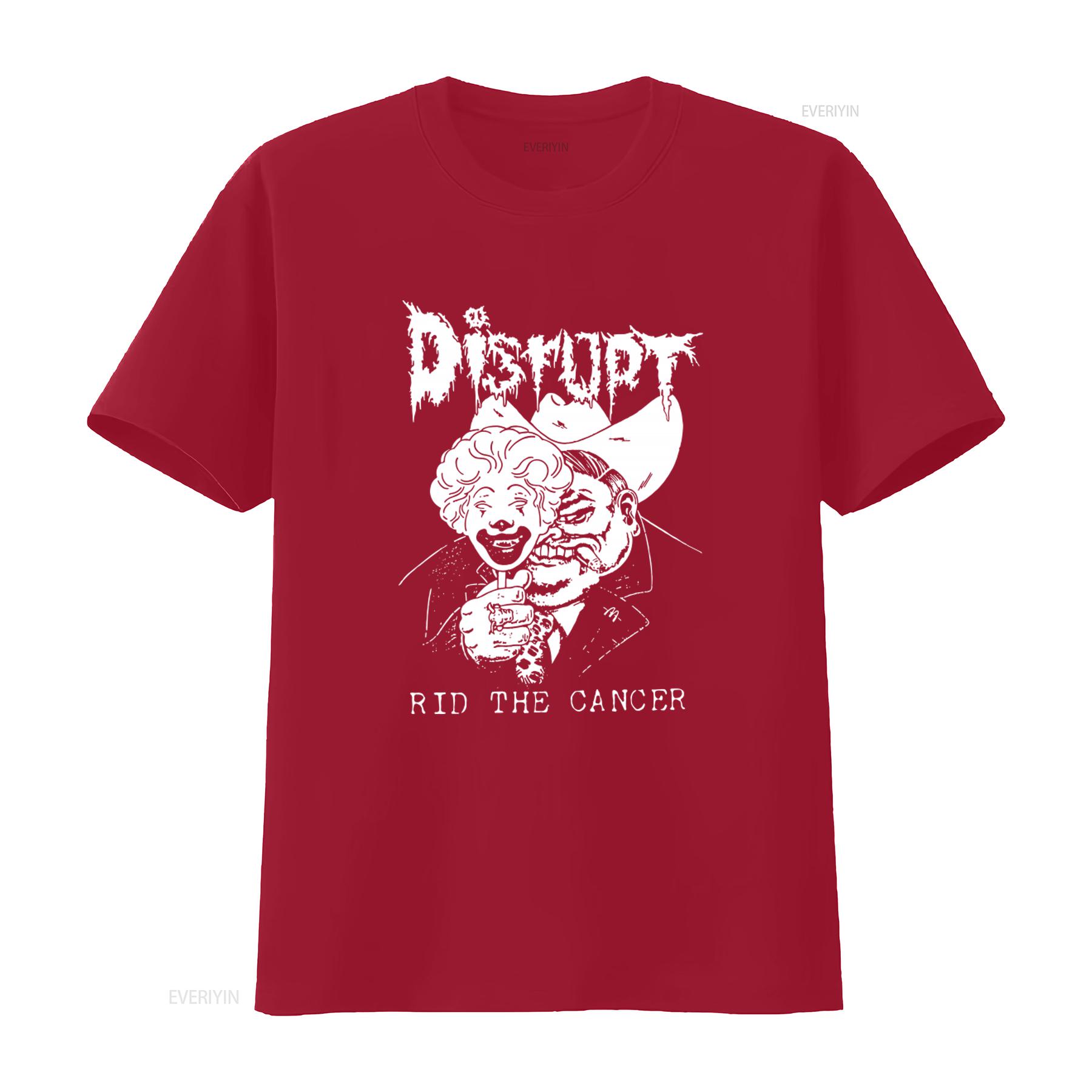 Disrupt Rid The Cancer T Shirt for Men Bold Black and White Design Perfect Rock Fans vintage Washed Stretched Breathable S