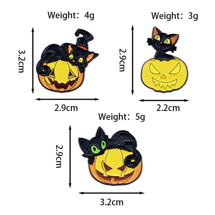 Creative Black Cat Halloween Brooch: Cute Cartoon Pumpkin Ornament for Clothing, Backpacks, and Accessories.