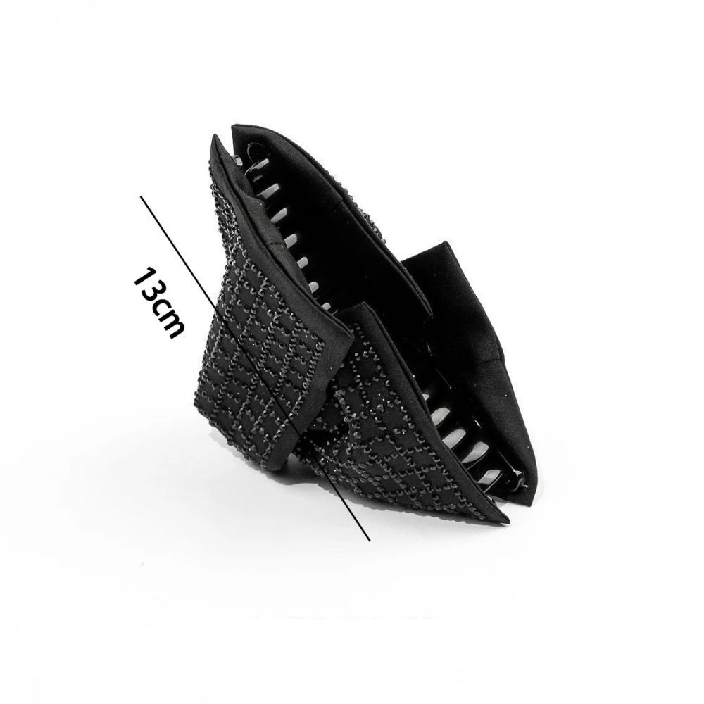 Schwarzer Stoff Strass Haarspangen Temperament Krallenklemme Elegante Haarnadeln Damen Kopfschmuck