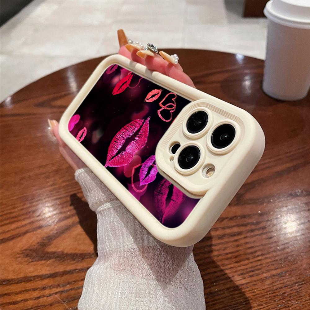 LZ23 Lips Kiss Heart Design Art Silicone Phone Case for Samsung A15 A35 S24 S23 Ultra S22 S21 S20 FE A05 A06 A54 A55 A53 A14 M15 Shockproof Back Cover