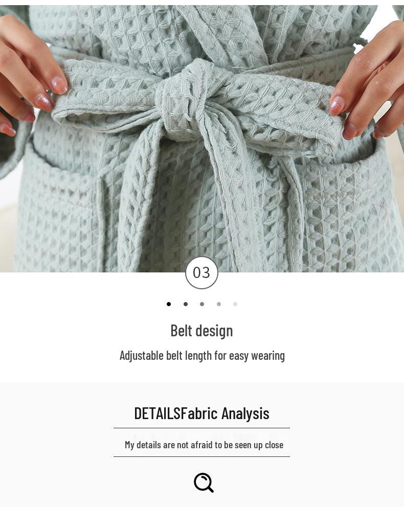 Unisex Waffle Yukata Bathrobe - Thickened Cotton for Autumn/Winter, Ideal for Couples & Star Hotels