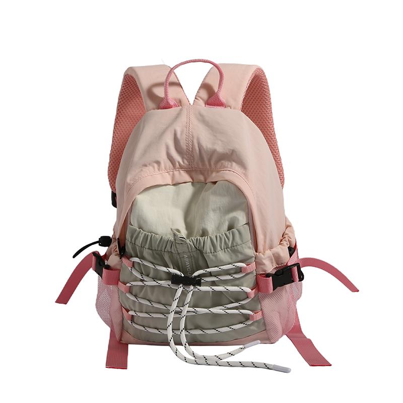 Студенческая школьная сумка женская контрастная цветная строчка легкий маленький рюкзак — фото 18