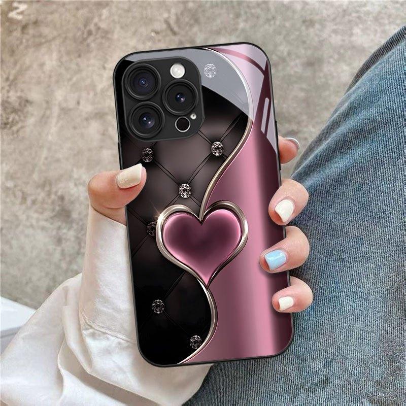 Heart-Shaped Pink Heart Pattern Phone Case Suitable for iPhone17promax  16 15 14 13 12ProMax 11 11Pro Anti-drop protection