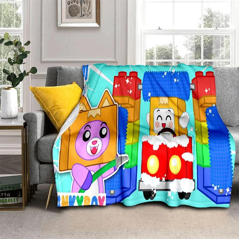 Happy Foxy Boxy i Rocky Lankybox koc, miękki koc do rzucania dla domu sypialnia kanapa z funkcją spania piknik podróż biuro okładka koc dla dzieci