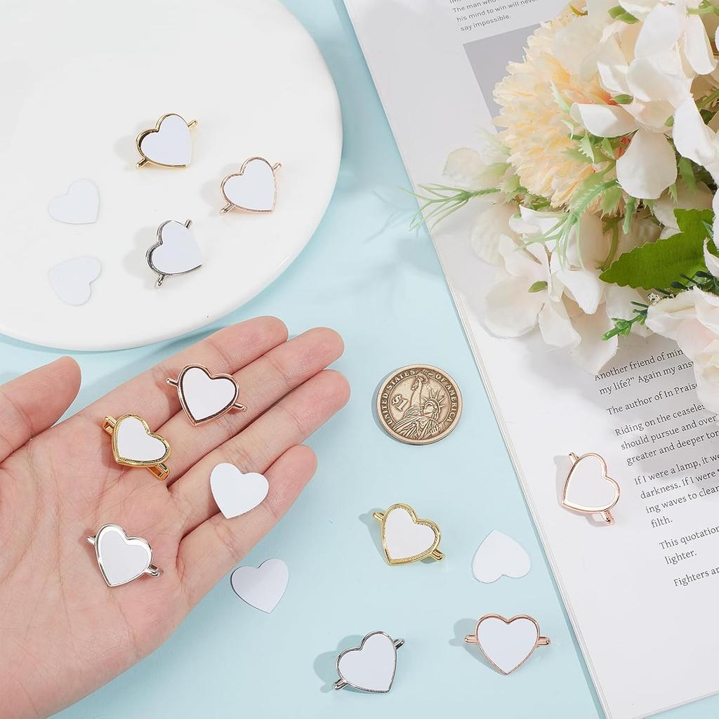 NICENEEDED 10 PCS Blank Sublimation Watch Charms for Smartwatch, Blank Photo Watch Charms ID Charm for Watch, Heart Charm for DIY Photo Jewelry