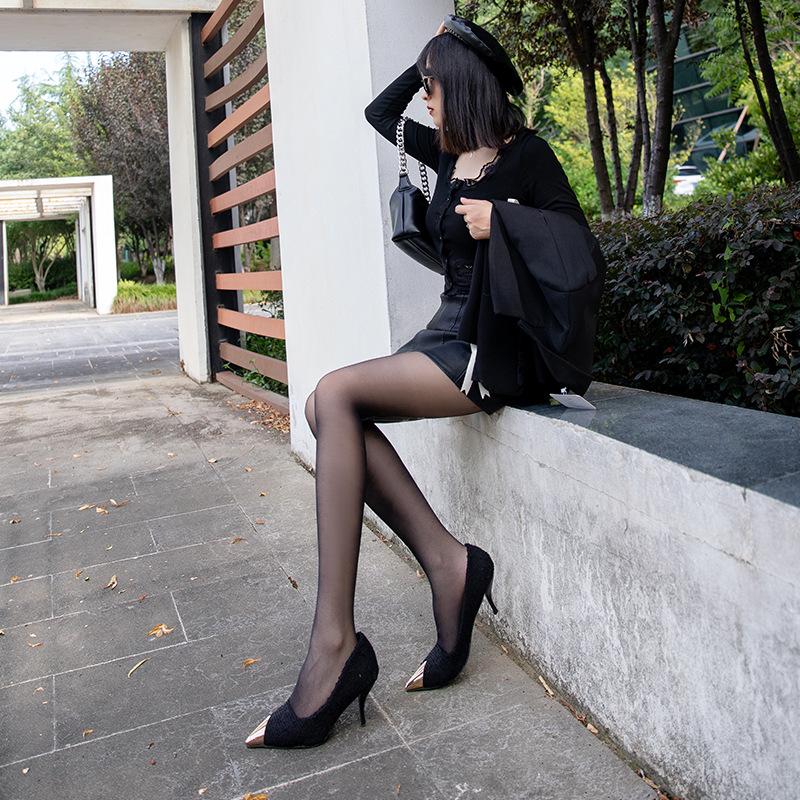 Ultra Thin Letter Silver Star Back Vertical Line Pantyhose Slimming Print Anti Hook Silk New Product Tattoo Black Silk