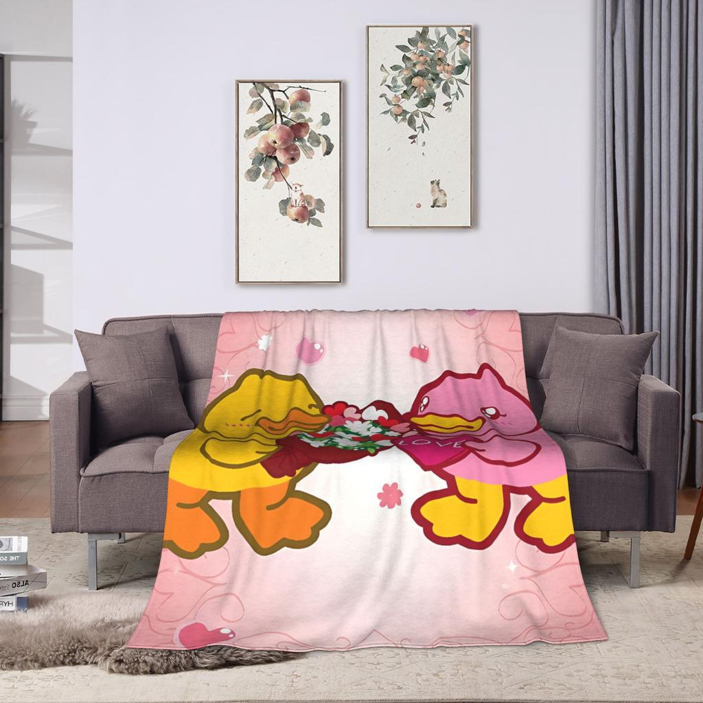 Yellow Duck Love Flannel Blankets Winter Soft Throw Blanket for Girls Boys Living Room Pattern Bedspread Sofa Bed Cover