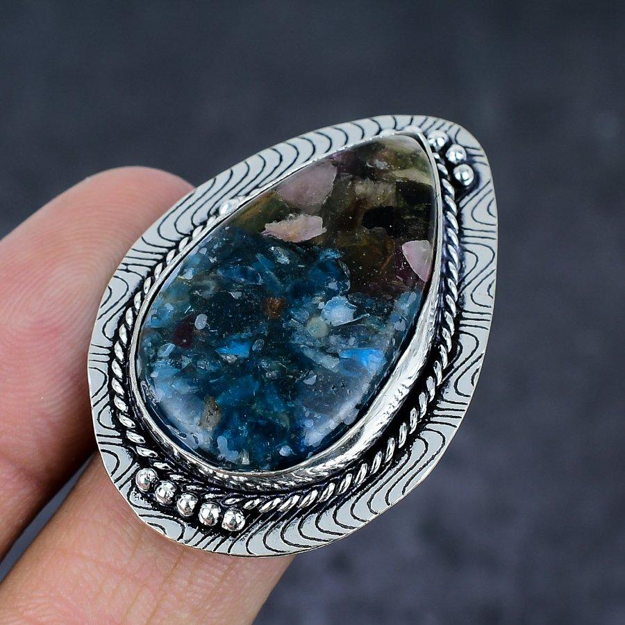 Watermelon Tourmaline Gemstone 925 Sterling Silver Jewelry Ring Size 9.5