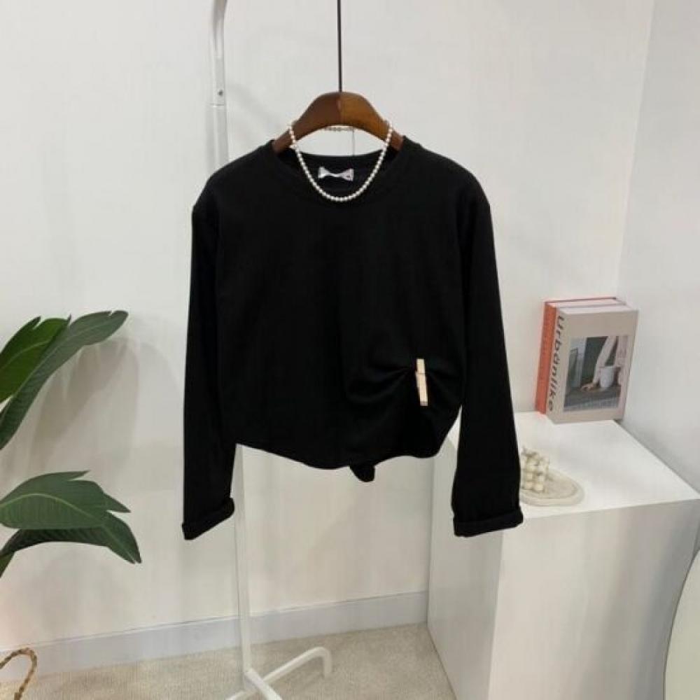 C S In The Room 1 + 1 Yoma Round Hem Crop Long Sleeve T ShirT 5 ColorS