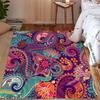 Bohemian Mandala Floral Area Soft Mat with Vibrant Peacock Living Room Bedroom Kitchen Bathroom Indoor Floor Home Decoration