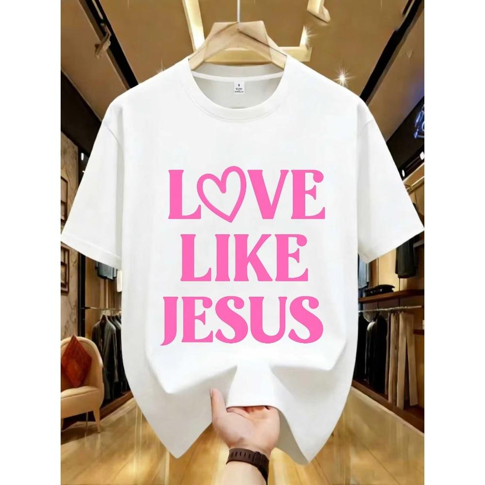 Short Sleeved Jesus Loves You Bible Quotes Fashion Print Women's Comfortable Men's and Women's T-shirts