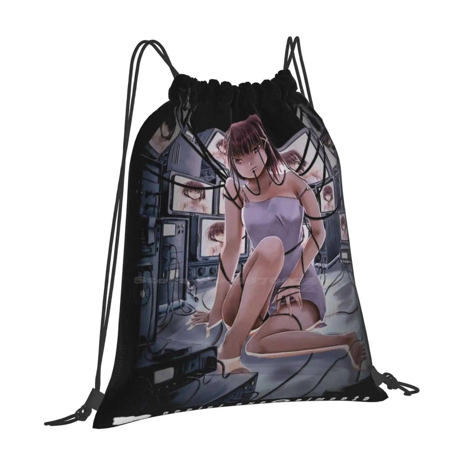 Lain Iwakura-Serial Experiments Lain Backpack For Student School Laptop Travel Bag Serial Experiments Lain Virtual Girl Iwakura OneSize
