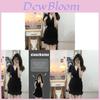 Basic Style Polyester Bubble Sleeve Vneck Short Dress For Summer 2025 Women