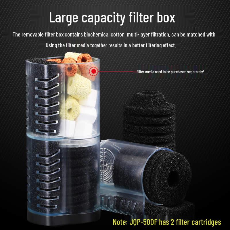 Three-in-One Submersible Fish Tank Pump with Built-in Filter & Aeration