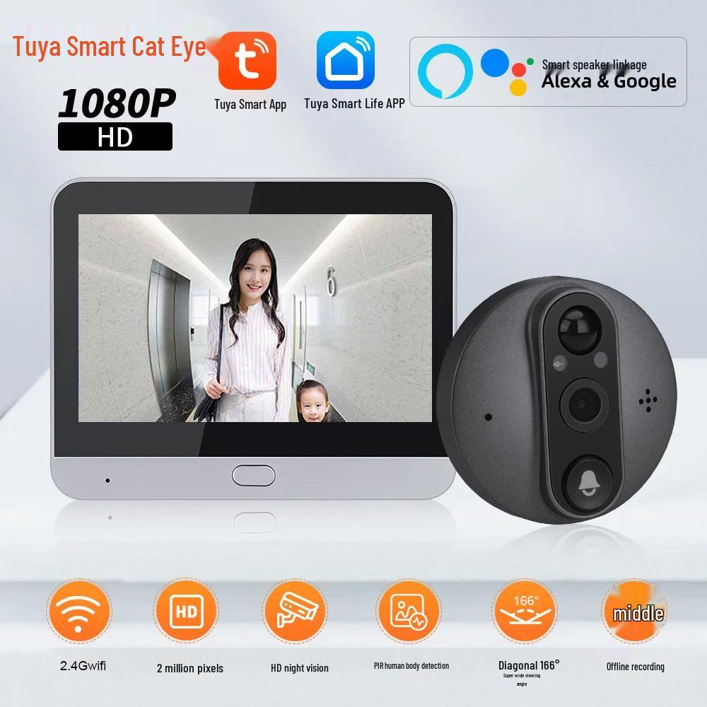 

WiFi Voice-Controlled Camera Doorbell with Anti-Theft and Visual Intercom No Memory