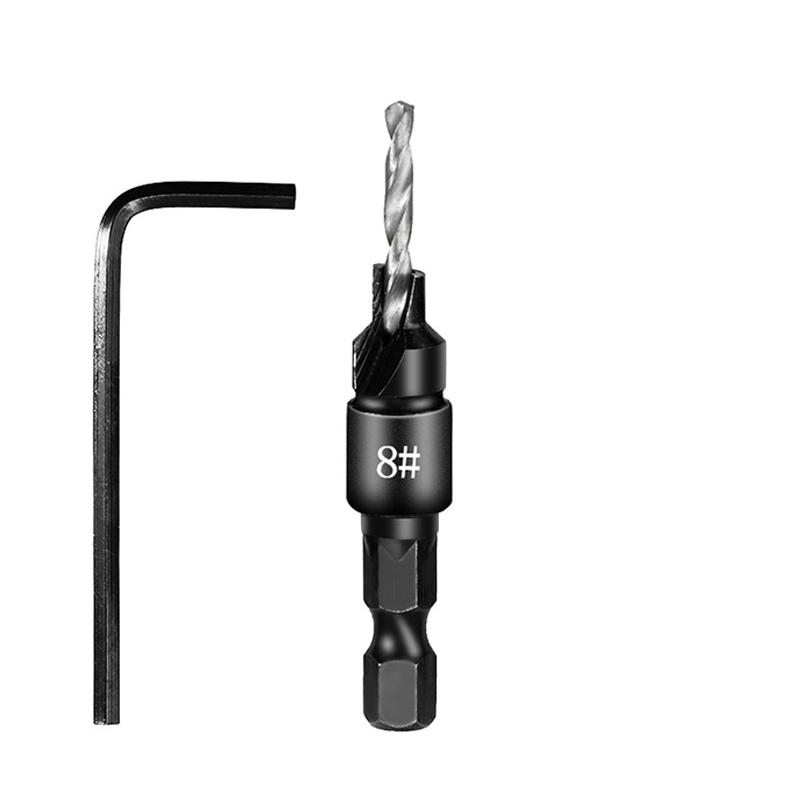 #5 #6 #8 #10 #12 Woodworking Hole Opener Hexagonal Screw Hardware Tool Countersink Drill Bit Taper Hole Drilling and Reaming
