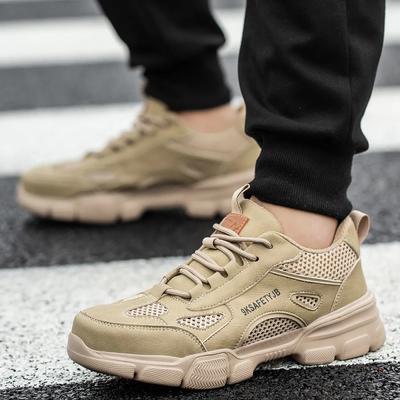 Work Shoes Hollow Breathable Steel Toe Boots Lightweight Safety Work Shoes Anti-slippery for Men Male Work Sneaker