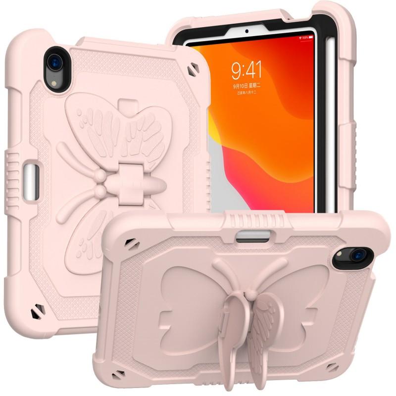 Butterfly Design Silicone Case With Adjustable Stand IPad Mini 6 Kids Learning Anti-Slip Shockproof Cover