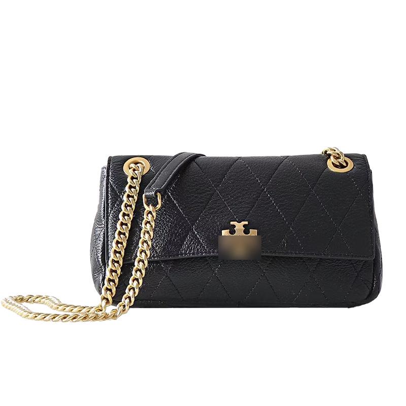 Charlies Damen Rautenketten-Rindsleder-Klapptasche - Lässige Einzel-Schulter-Crossbody-Tasche