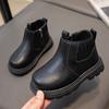 Children's British Style Leather Boots with Side Zipper and Non-Slip Sole