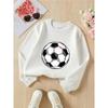Europeiske størrelser Genser med rund hals for barn med et svart og hvitt fotballmotiv, Sport og fritidsklær er myk, komfortabel