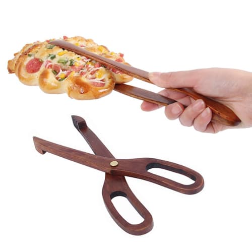 WDOPEN Bamboo Toasting Tongs - Wooden Toasting Tongs with Scissors, Wooden Kitchen Toasting Tongs with Clips, Food Tongs for Buffets and Bread, Wooden