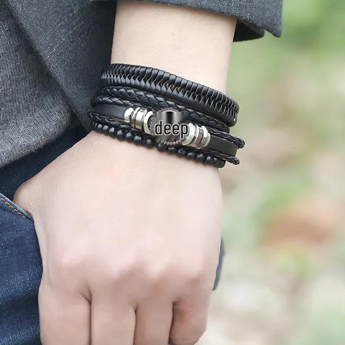 Simple Retro Unisex Woven Anchor Bracelet Set – Handcrafted Fashion Jewelry