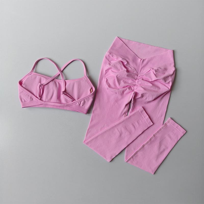 JYL Contrast Sports Set Backless Tight Yoga Outfit L бонди синий