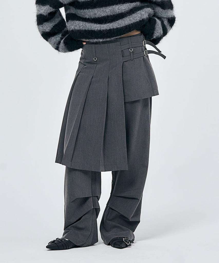 SCHISM INDUCING Asymmetry Skirt Slacks Gray