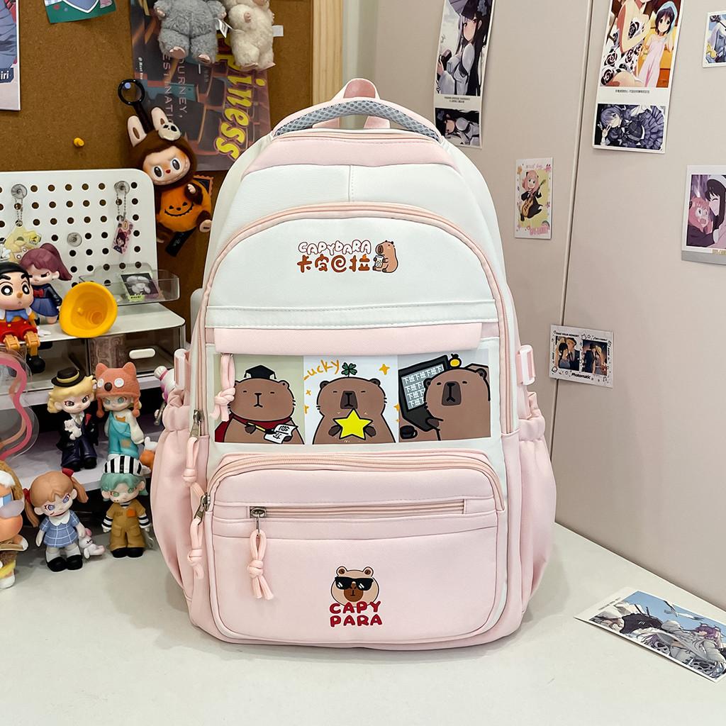 Capacity Kids Large Backpack With Cartoon Capybara Print Designs School For