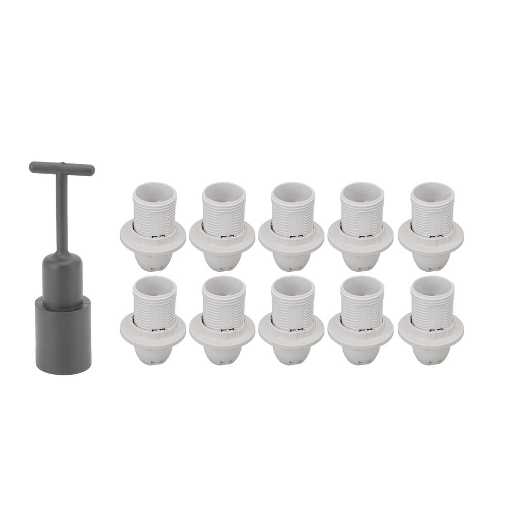 10PCS E14 Lamp Holder ABS with Sleeve High Temperature Resistant Light Socket Base for Home White