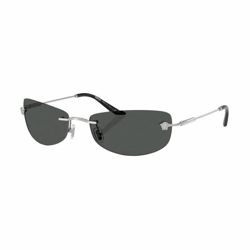 Versace Solid Color Design Metal Cat Eye Sunglasses Women's Silver 19993171 0VE2279100087-Silver 60