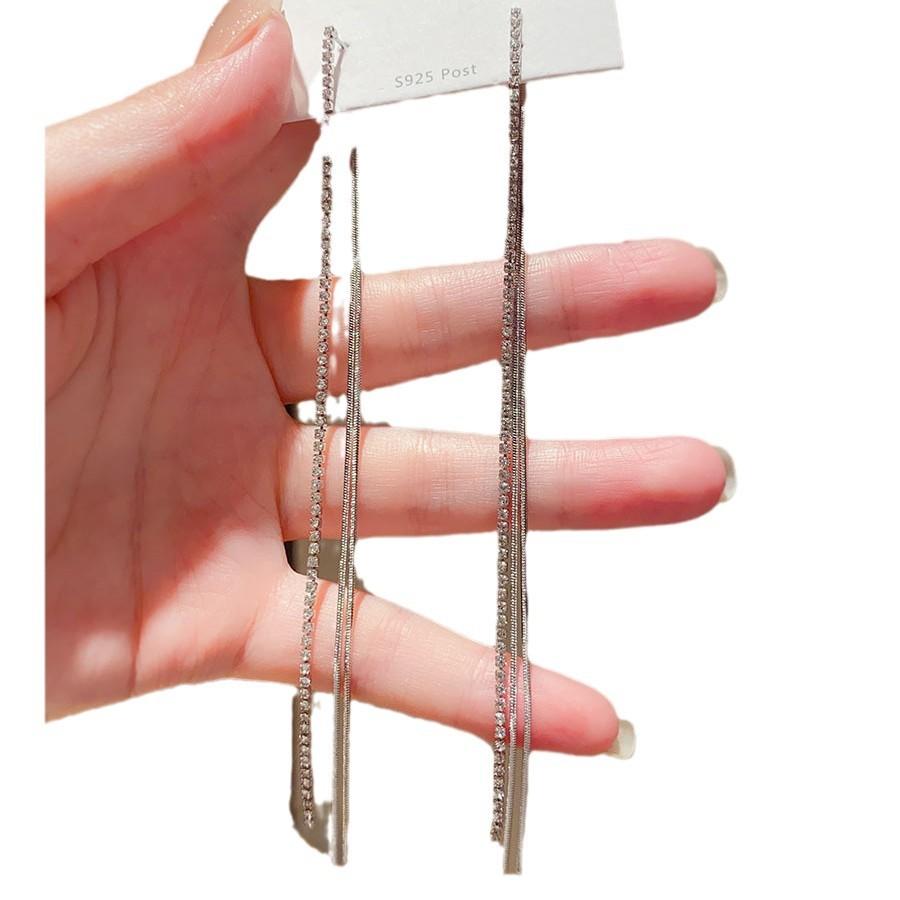 Silver Needle Premium Sense Geometric Tassel Earrings Commuter Fashion Niche Long Earrings Light Luxury New Earrings Women