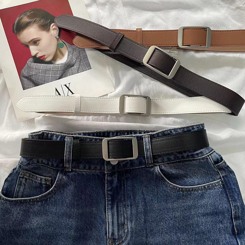 

Unisex Korean Holeless Leather Belt with Rectangular Buckle – Stylish No-Punch Design for Jeans 103 cm чорний