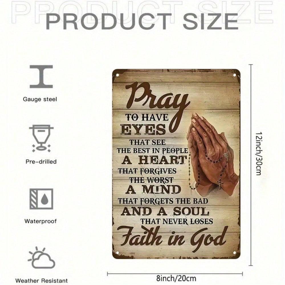 Vintage Metal Tin Sign Inspirational Quote Wall Decor Prayer Room