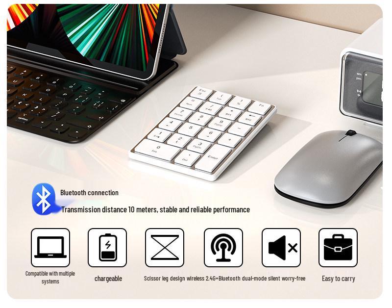 K23 Dual-Mode Wireless Mini Keyboard: Silent, Rechargeable, Bluetooth-Compatible for Computers and Laptops.