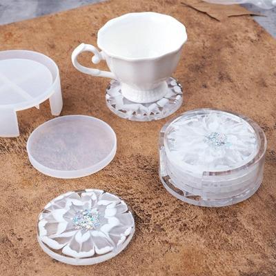 1 Pcs DIY Crystal Epoxy Resin Mold Coaster Round Coaster Box Storage Box Mirror Silicone Mold for Resin ZH