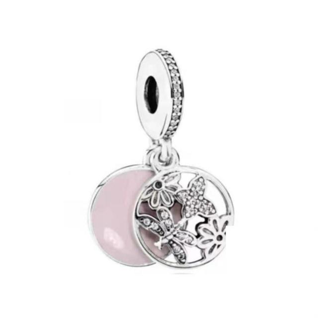 Breloque à perles en forme de fleur rose, adaptée au Bracelet Original à la mode, bijoux à bricoler soi-même, cadeau, nouvelle collection