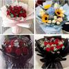 20 Sheets 9 Colors Flower Wrapping Paper Waterproof Gold Edge Bouquet Wrapping Paper Half Transparent