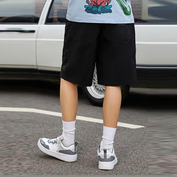 Li Ning Letter Print Reflective Loose Drawstring Casual Shorts Men Shorts Black AKSR689-1